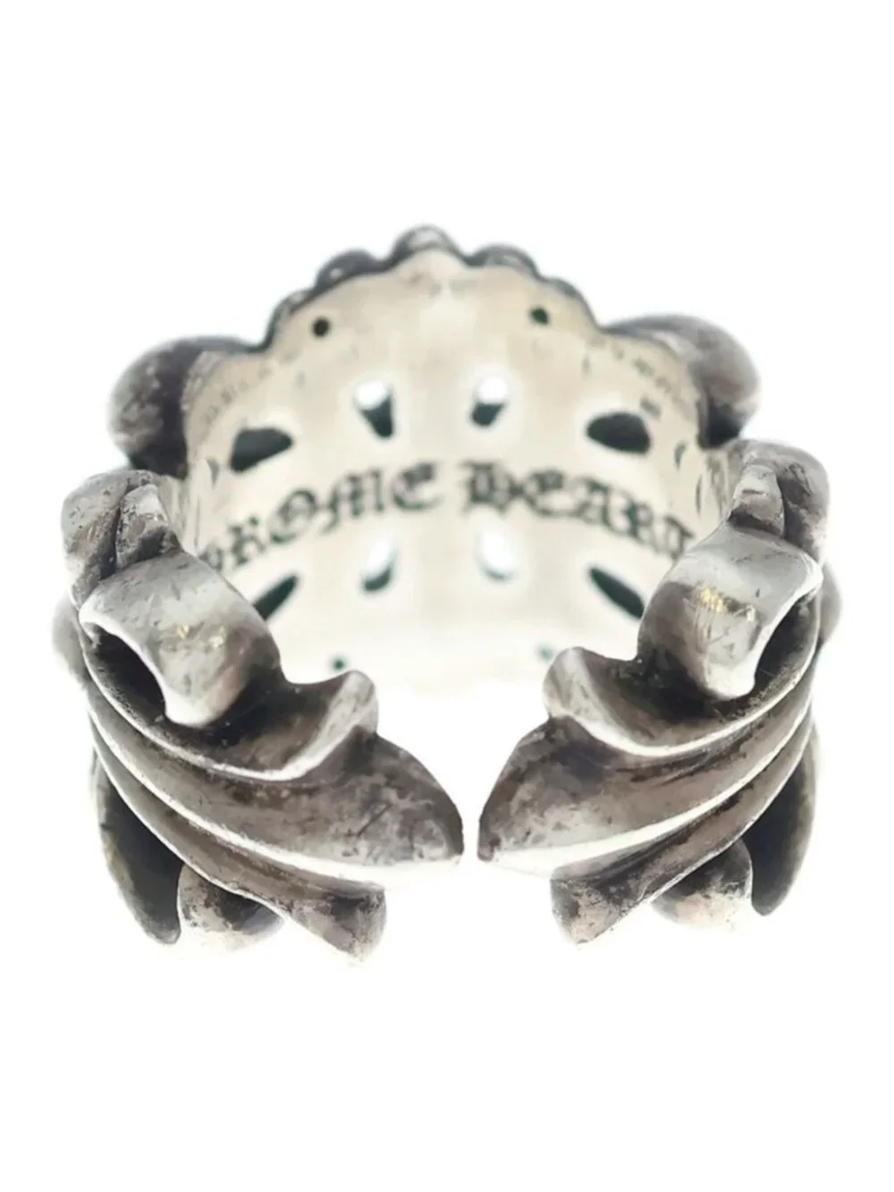 Chrome Hearts Dbl Flrl Crs Double Floral Cross Ring Silver